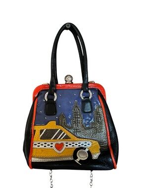Brighton Black Satchel with Yellow Taxi and Red Trim